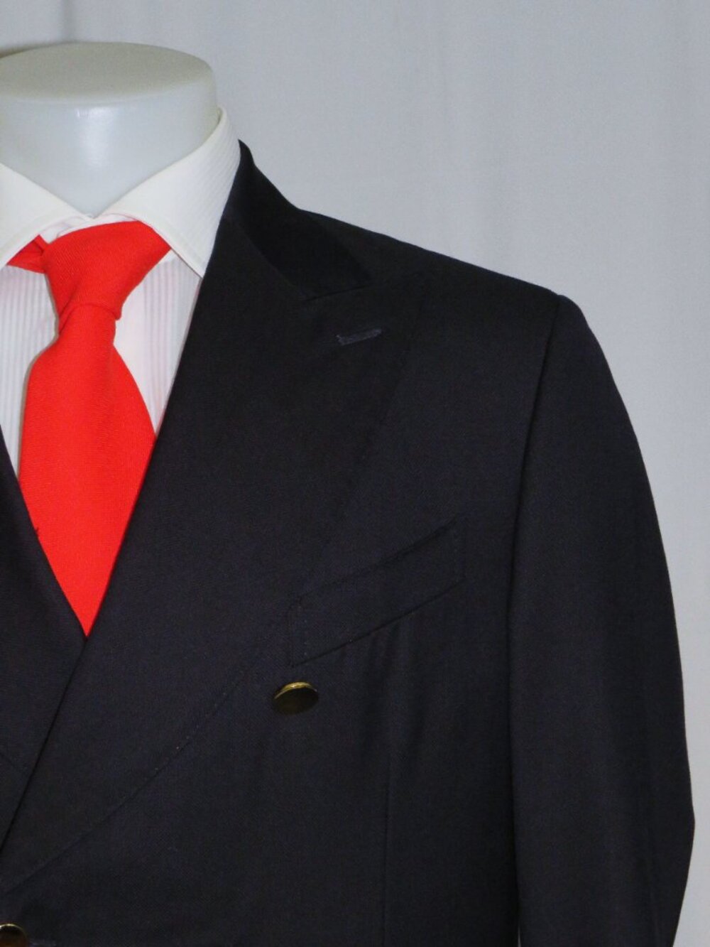 Alex Hitz Navy Hopsack Gold Button Full Canvased Double Breasted Blazer 40S